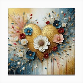Heart shaped flowers acrylic art Canvas Print