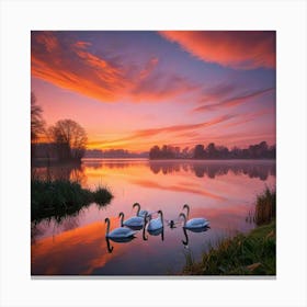 Sunrise Swans Canvas Print