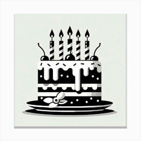 Black And White Birthday Cake 1 Canvas Print