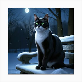 Leonardo Phoenix 10 A Serene Winter Night Scene Featuring A Sl 1 Canvas Print