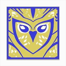 Chic Owl Blue And Yellow  Canvas Print