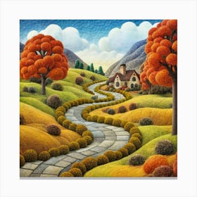 The Winding Road Home. In the middle of the meadows 9 Canvas Print