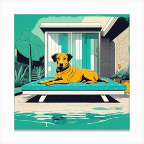 Dog On A Bed Canvas Print