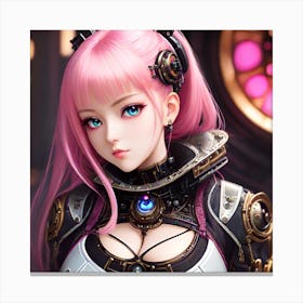 Surreal sci-fi anime cyborg limited edition 3/10 different characters Pink Haired Waifu Canvas Print