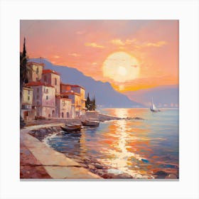 Golden Riviera Reflections: Impressionist Bliss Canvas Print