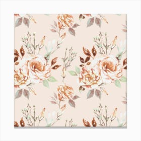 Watercolor Floral bouquets Beige Canvas Print