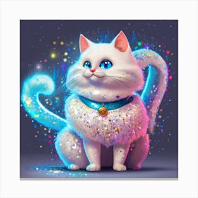 Cartoon Character A White Cat With A Silver Coat Canvas Print