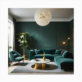 Green Living Room 5 Canvas Print