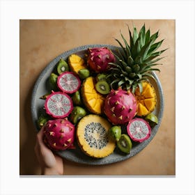 Colorful Fruits On A Plate Canvas Print