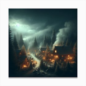 Christmas Village At Night Canvas Print