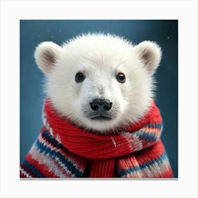 Firefly Adorable Polar Bear Cub In Cozy Winterwear 15651 (2) Canvas Print