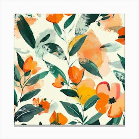 Orange Floral Pattern 1 Canvas Print