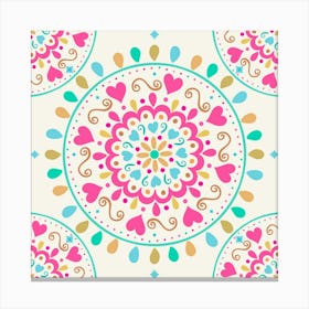 Summer Heart Mandala Canvas Print