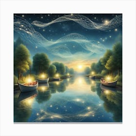 Night On The River Canvas Print