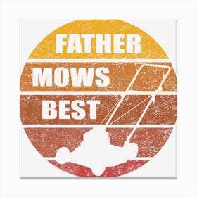 Mens Vintage Sunset Lawn Mower Father Mows Best Silhouette Canvas Print