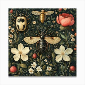 Bees And Flowers Art 6 Canvas Print