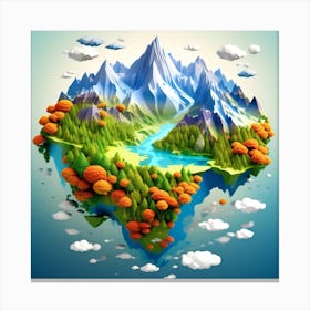 3d Landscape Like The World Map Canvas Print