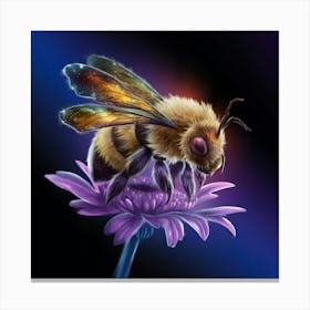 Bee On Purple Flower Canvas Print