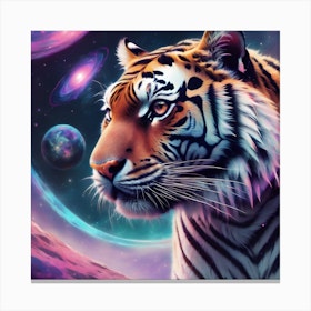 A Dreamy Surreal Tiger In A Cosmic Backdrop Canvas Print