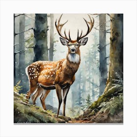 Deer In The Woods 80 Canvas Print
