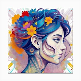 Girl With Flowers In Her Hair Canvas Print