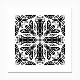 Black And White Floral Pattern 39 Lienzo