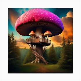 Mushroom House In The Forest Canvas Print