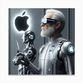 Old Man With Robots Canvas Print