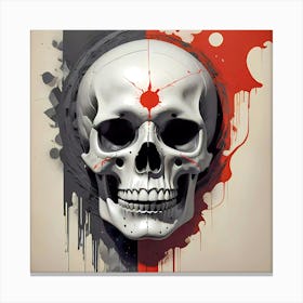 Skull And Blood Selective Colour Artwork Canvas Print