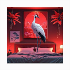 Crane In The Bedroom Canvas Print