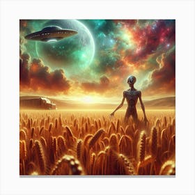 Alien In The Wheat Field 1 Canvas Print