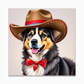 Dog In A Cowboy Hat Canvas Print