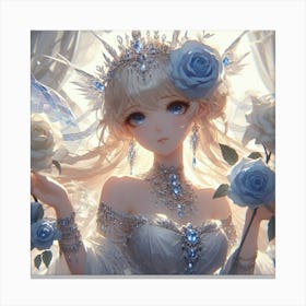 Anime Girl With Roses 1 Canvas Print