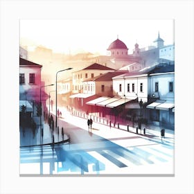 Watercolor Of A City Canvas Print