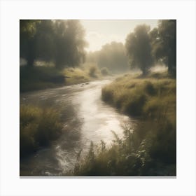 River In Mist Canvas Print