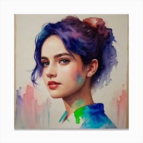 Watercolor Of A Girl 46 Canvas Print