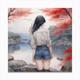 Girl In Shorts Canvas Print