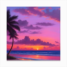 OIL COLORS, BEAUTIFUL SUNSET IN OCEAN PALM BEACH Canvas Print