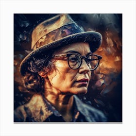 Portrait Of A Woman In Glasses 1 Canvas Print