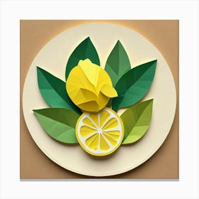 Lemon And Leaf Art Canvas Print