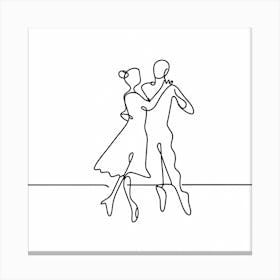 Continuous Line Drawing Of A Couple Dancing 1 Canvas Print