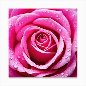 Pink Rose With Water Droplets 2 Canvas Print