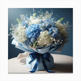 Blue And White Flower Bouquet Canvas Print