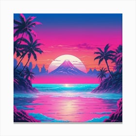 Sunset With Palm Trees Canvas Print