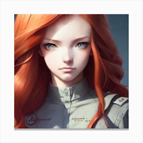 Girl With Red Hair Hyper-Realistic Anime Portraits Canvas Print