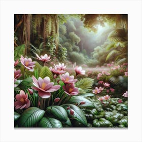 Lotus Flowers In The Jungle Canvas Print