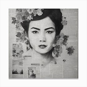 Asian Woman With Flowers Canvas Print