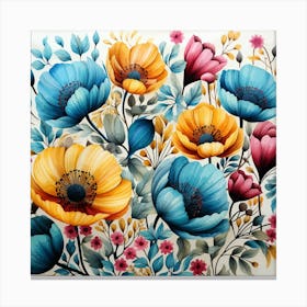 Watercolor Of Flowers Canvas Print