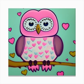Cute Owl On A Branch Canvas Print