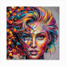 Girl With Colorful Hair Canvas Print